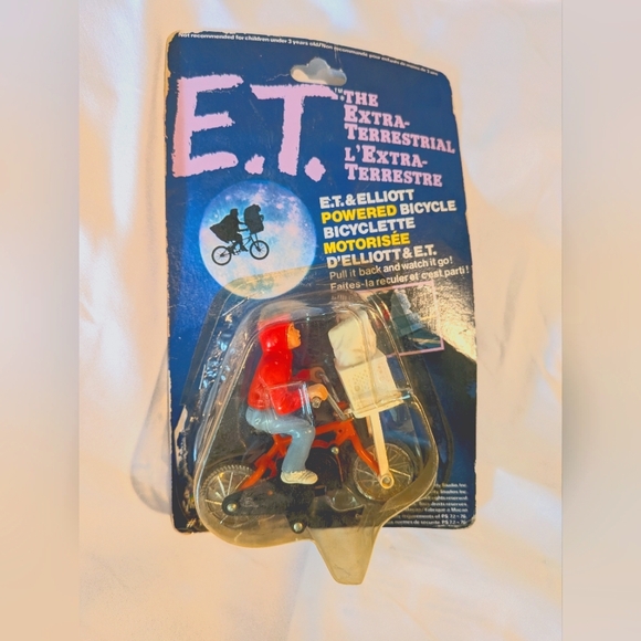 E.T. Other - 1982 E.T. and Elliott Powered Bicycle Toy In Original Package By Grand Toys